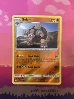 Pokemon Card Golem Hidden Fates Reverse Holo Rare 35/68 Near Mint - Image 1