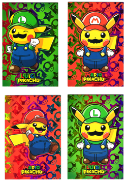 Pokemon - Merry Christmas Card Database - MARIO & LUIGI - RARE RAINBOW HOLO FOIL - Image 1