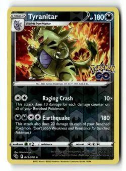 Pokemon Card Tyranitar Reverse Holo LP Pokemon GO 043/078 - Image 1
