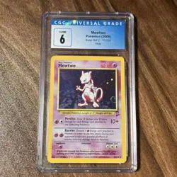 Mewtwo Pokemon TCG Base Set 2 10/130 Holo Rare CGC 6 Graded 2000 - Image 1