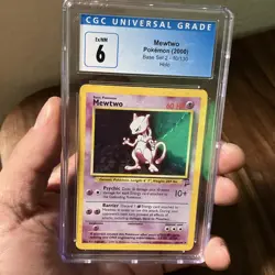 Mewtwo Pokemon TCG Base Set 2 10/130 Holo Rare CGC 6 Graded 2000 - Image 3