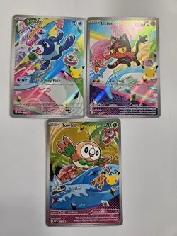 Pokemon 30th Anniversary Full Art Promo Set - Rowlet, Litten, Popplio - Image 1