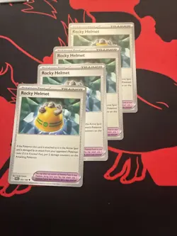 4x Rocky Helmet 193/198 Scarlet & Violet Base Pokemon TCG - Trainer Playset - Image 1