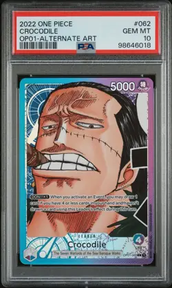 2022 One Piece OP01-062 Crocodile Alternate Art Leader Romance Dawn - PSA 10 - Image 1