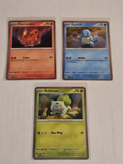Pokemon 151 Promos Bulbasaur Charmander Squirtle SVP 046 047 048 Cosmo Holo - Image 1