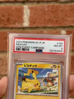2023 POKEMON JPN SV-P PROMO GYM EVENT CAMPAIGN #120 PIKACHU PSA 8 - Image 2