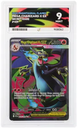 Pokemon TCG Ace 9 Mega Charizard X EX 109/094 Phantasmal Flames Full Art Graded - Image 1