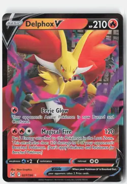 Delphox V 027/196 Holo V Rare Lost Origin Pokemon Near Mint - Image 1