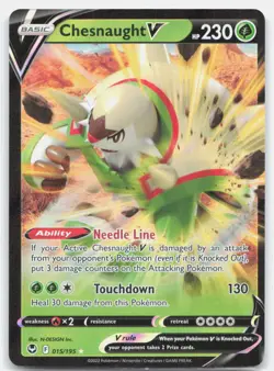 Chesnaught V 015/195 Holo V Rare Silver Tempest Pokemon Near Mint - Image 1