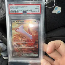 2024 POKEMON SSP EN-SURGING SPARKS SPECIAL ILLUSTRATION RARE LATIAS EX PSA 9 - Image 1