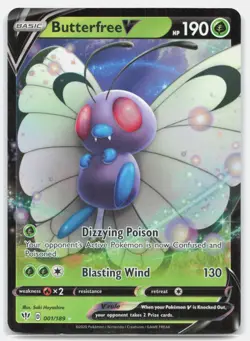 Butterfree V 001/189 Holo V Rare Darkness Ablaze Pokemon Near Mint - Image 1