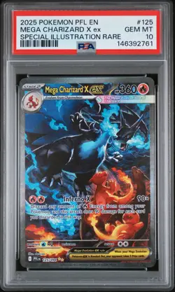 2025 POKEMON PFL EN-PHANTASMAL FLAMES #125 MEGA CHARIZARD X EX PSA 10 - Image 1