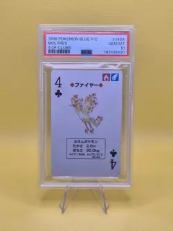 Moltres - PSA 10 - Pokemon Blue - 4 Of Clubs - 1998 Playing Card - #146A - Image 1