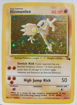 Hitmonlee Pokemon Card Holo WOTC 7/62 Fossil Set Rare Vintage 1999 Original MP - Image 1