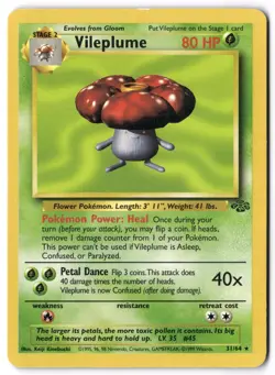Pokemon Card - Vileplume 31/64 Unlimited Non Holo Rare - Jungle - LP - Image 1
