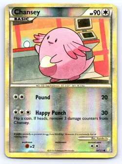 Chansey 58/123 Common HeartGold & SoulSilver Pokemon Reverse Holo Heavily Played - Image 1