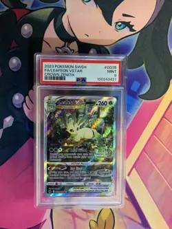 2023 POKEMON SWORD & SHIELD CROWN ZENITH #GG35 FULL ART/LEAFEON VSTAR PSA 9 - Image 2