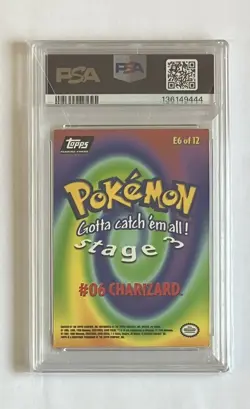 1999 Topps Pokemon Charizard Movie Edition Foil Insert Card E6 PSA 8 Graded - Image 2