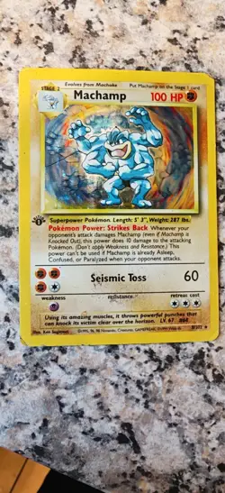 Pokemon TCG Machamp Holo 1st Edition Base Set #8/102 Hp - Image 1