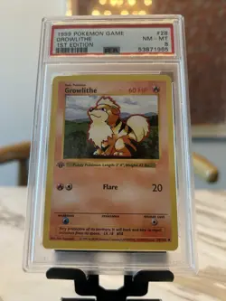 1999 Pokemon Base Set 1st Edition Growlithe #28 NM-MT PSA 8 - Image 1