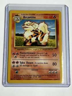 Arcanine 23 / 102 Pokemon Base Set 1999 MP / HP Uncommon Non Holo - Image 1