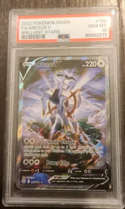 2022 Pokemon Brilliant Stars Sword and Shield Arceus v PSA 10 Mint #166 - Image 1