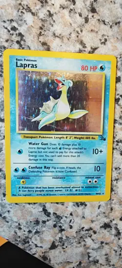Pokemon TCG Lapras Fossil Holo Card 10/62 Series hp - Image 1