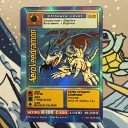 1999 Digimon Digi-Battle Booster 2 AeroVeedramon Foil card #BO-88 HP - Image 1