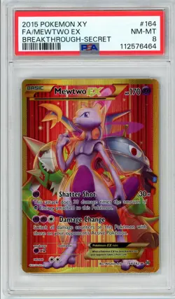 Pokemon Mewtwo EX Breakthrough Secret #164 PSA 8 NM/MT - Image 1