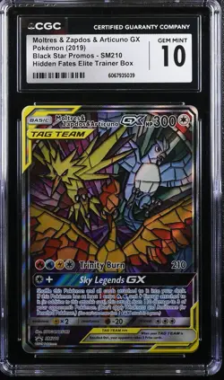 CGC 10 Moltres & Zapdos Articuno GX SM210 Pokemon Black Star Promo 2019 English - Image 1