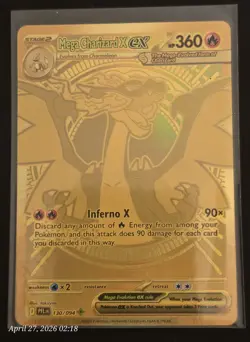 Mega Charizard X ex Gold Hyper Rare 130/094 Pokemon Phantasmal Flames English - Image 1