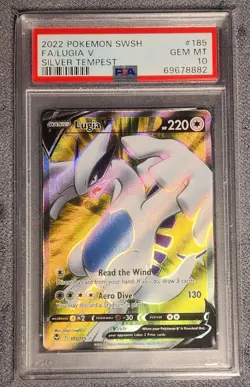 Pokemon Silver Tempest Lugia V 185/195 Full Art Rare Holo Foil PSA 10 GEM - Image 1