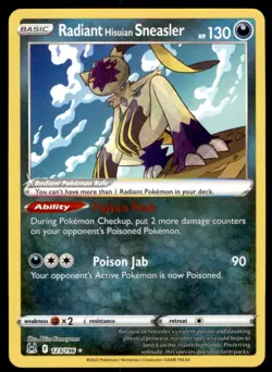 Radiant Hisuian Sneasler 123/196 Radiant Rare Lost Origin Pokemon Holo Near Mint - Image 1