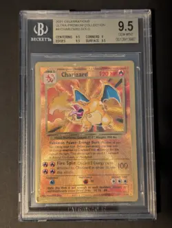 BGS 9.5 Pokemon 2021 Celebrations Ultra Premium Card Charizard 4/102 Gold Metal - Image 1