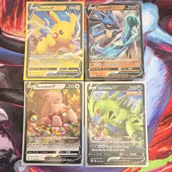 Pokemon V Lot- Pikachu, Lucario, Greedent, Tyranitar -4 Cards - NM & SHIPS FAST! - Image 1