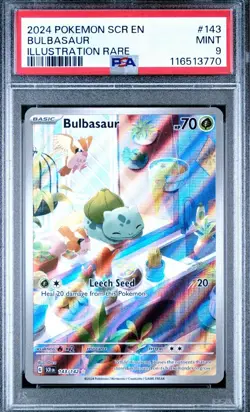 2024 POKEMON SCR EN-STELLAR CROWN ILLUSTRATION RARE 143/142 BULBASAUR PSA 9 - Image 1