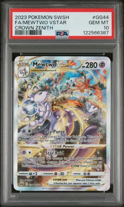 2023 POKEMON SWORD & SHIELD CROWN ZENITH #GG44 FULL ART/MEWTWO VSTAR PSA 10 - Image 1