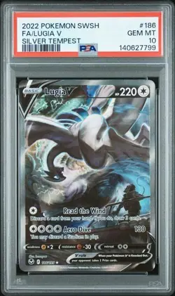 2022 Pokemon Sword & Shield Silver Tempest #186 Fa/Lugia V Silver Tempest PSA 10 - Image 1