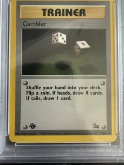 1999 Pokemon Fossil Gambler 1st Edition 60/62 PSA 9 - Image 3