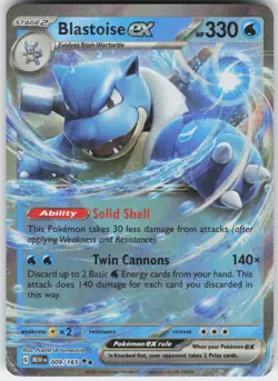 Blastoise ex 009/165 Double Rare 151 Pokemon Near Mint - Image 1