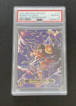 2025 One Piece OP13 EN OP09-119 Monkey.D.Luffy SP Alternate Art PSA 10 GEM MINT - Image 1