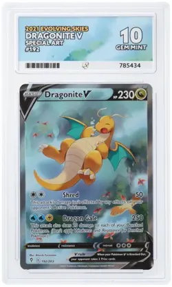 Pokemon TCG Dragonite V Alt Art 192/203 Evolving Skies ACE 10 Perfect Subgrades - Image 1