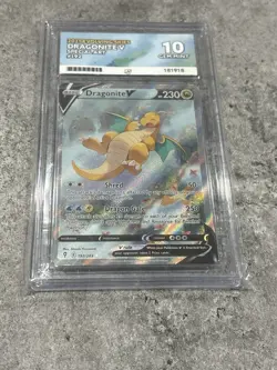 Ace Graded Gem Mint 10 Pokemon TCG Dragonite V Evolving Skies 192/203 - Image 1