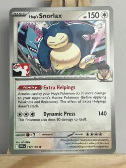 Hop's Snorlax 117/159 Play! Pokemon Prize Pack Series 8 Non-Holo NM - Image 1