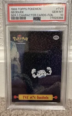 1999 Topps Geodude #TV6 Pokemon T.V. Card PSA 10, Texture Holo Foil POP 2 - Image 1