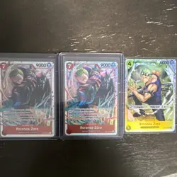 Bandai One Piece 3 Card Lot Roronoa Zoro Egghead Sky Island EB04-007 OP15-113 - Image 1