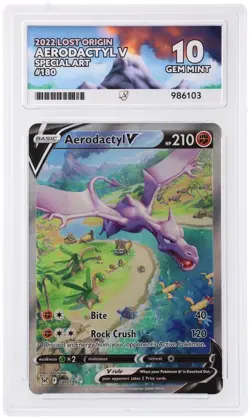 Aerodactyl v Lost Origin Holo Ultra Rare Card 180/196 - Ace 10 Gem Mint - Image 1