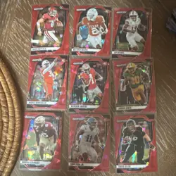 Panini Prizm Draft Picks Red Cracked Ice FB Card Lot of 16 RC Vets Prospects - Image 1
