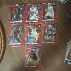 Panini Prizm Draft Picks Red Cracked Ice FB Card Lot of 16 RC Vets Prospects - Image 2