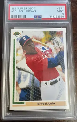 1991 Upper Deck #SP1 Michael Jordan Chicago White Sox SP PSA 9 Mint - Image 1